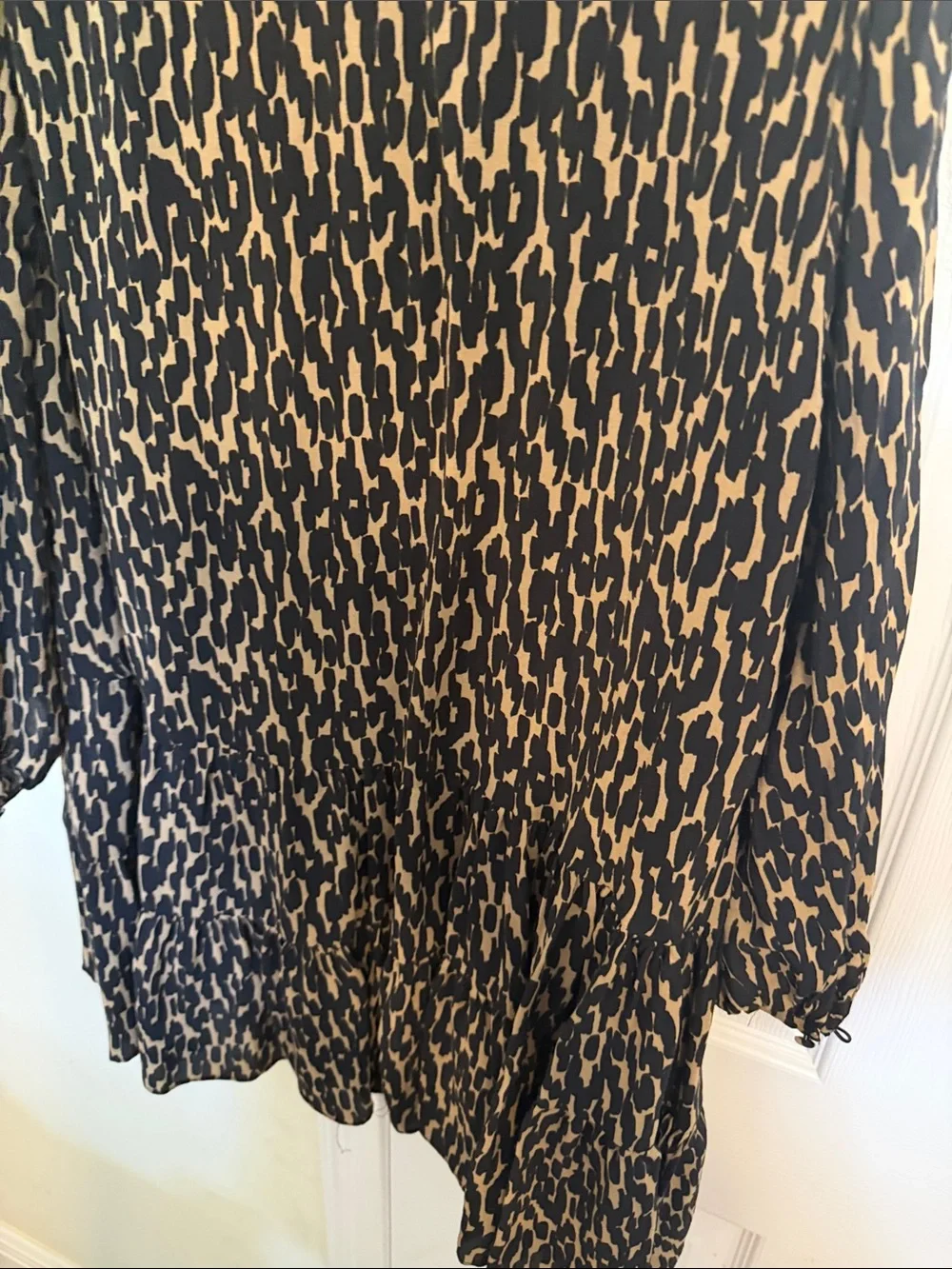 Zara Black & Tan Leopard-Print Mini Dress